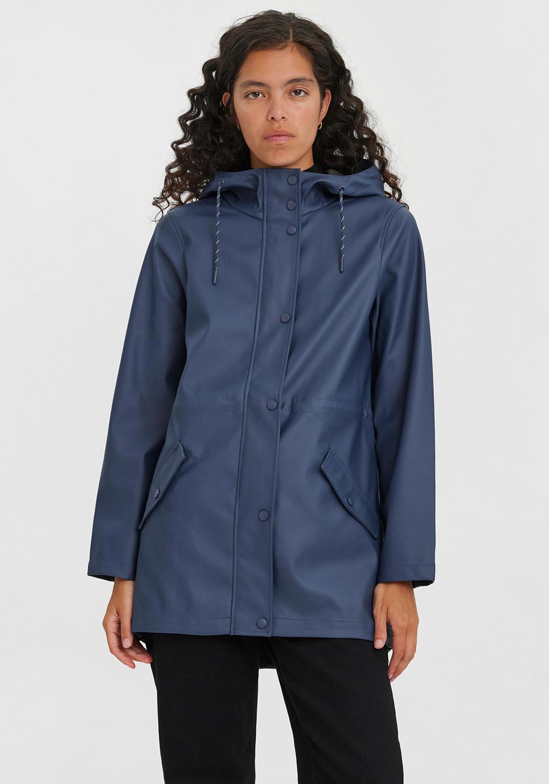 Vero Moda Malou Coated Jacket, Ombrey Blue - McElhinneys