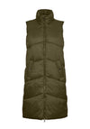 Vero Moda Uppsala Padded Long Gilet, Olive Green