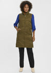 Vero Moda Uppsala Padded Long Gilet, Olive Green