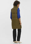 Vero Moda Uppsala Padded Long Gilet, Olive Green