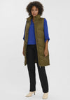 Vero Moda Uppsala Padded Long Gilet, Olive Green