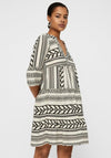 Vero Moda Aztec Print Tunic Smock Mini Dress, Ibiza Black & Birch