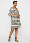 Vero Moda Aztec Print Tunic Smock Mini Dress, Ibiza Black & Birch