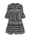 Vero Moda Aztec Print Tunic Smock Mini Dress, Black & Birch