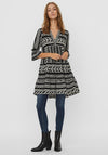 Vero Moda Aztec Print Tunic Smock Mini Dress, Black & Birch