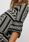 Vero Moda Aztec Print Tunic Smock Mini Dress, Black & Birch