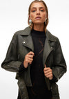 Vero Moda Ivy Shorted Coated Faux Leather Jacket, Capers