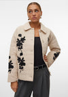 Vero Moda Laura Embroidered Short Quilted Jacket, Oatmeal