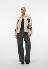 Vero Moda Laura Embroidered Short Quilted Jacket, Oatmeal