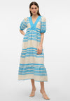 Vero Moda Rosanna Aztec Print Maxi Dress, Birch & Ibiza Blue