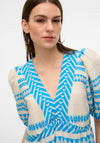 Vero Moda Rosanna Aztec Print Maxi Dress, Birch & Ibiza Blue