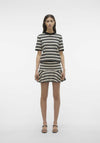 Vero Moda Gold Striped Round Neck Knit Top, Black & Birch