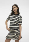 Vero Moda Gold Striped Round Neck Knit Top, Black & Birch