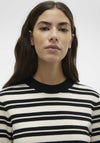 Vero Moda Gold Striped Round Neck Knit Top, Black & Birch