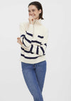 Vero Moda Saba Striped Zip Neck Sweater, Beige