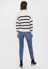 Vero Moda Saba Striped Zip Neck Sweater, Beige