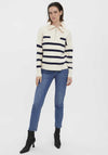 Vero Moda Saba Striped Zip Neck Sweater, Beige