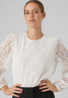 Vero Moda Joy Frill Lace Top, Bright White