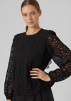 Vero Moda Joy Frill Lace Top, Black