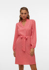 Vero Moda Moa Printed V Neck Shift Dress, Raspberry Sorbet