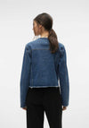 Vero Moda Kiri Frayed Denim Jacket, Medium Blue Denim