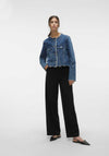 Vero Moda Kiri Frayed Denim Jacket, Medium Blue Denim