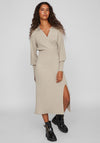 Vila Marla Fine Knit Midi Jumper Dress, Natural Melange