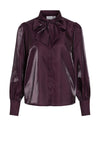 Vila Klarina Pussy Bow Sheen Shirt, Plum Perfect