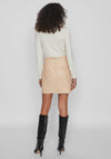 Vila Dagmar Faux Leather Mini Skirt, Beige