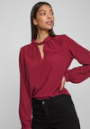 Vila Rashil High Neck with Cut-Out Detail Blouse, Beet Red