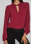 Vila Rashil High Neck with Cut-Out Detail Blouse, Beet Red