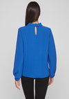 Vila Rashil High Neck with Cut-Out Detail Blouse, Lapis Blue