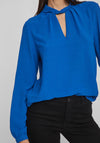 Vila Rashil High Neck with Cut-Out Detail Blouse, Lapis Blue