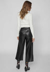 Vila Dagma Faux Leather Cropped Wide Leg Trousers, Black