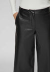 Vila Dagma Faux Leather Cropped Wide Leg Trousers, Black