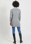 Vila Ril Long Open Knit Cardigan, Medium Grey Melange