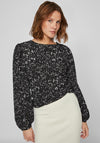 Vila Peffi Scatter Print Top, Black Beauty