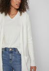 Vila Soft Knit Open Cardigan, White Alyssum