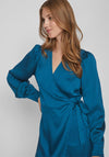 Vila Omi Satin Wrap Midi Dress, Moroccan Blue