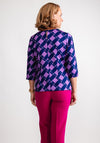 Via Veneto Geometric V Neck Top, Purple