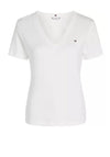 Tommy Hilfiger Womens V-Neck Slim Cotton T-Shirt, Ecru