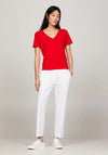 Tommy Hilfiger V-Neck Slim Fit Ribbed T-Shirt, Fierce Red