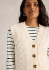 White Stuff Cable Knit Button Up Vest, White