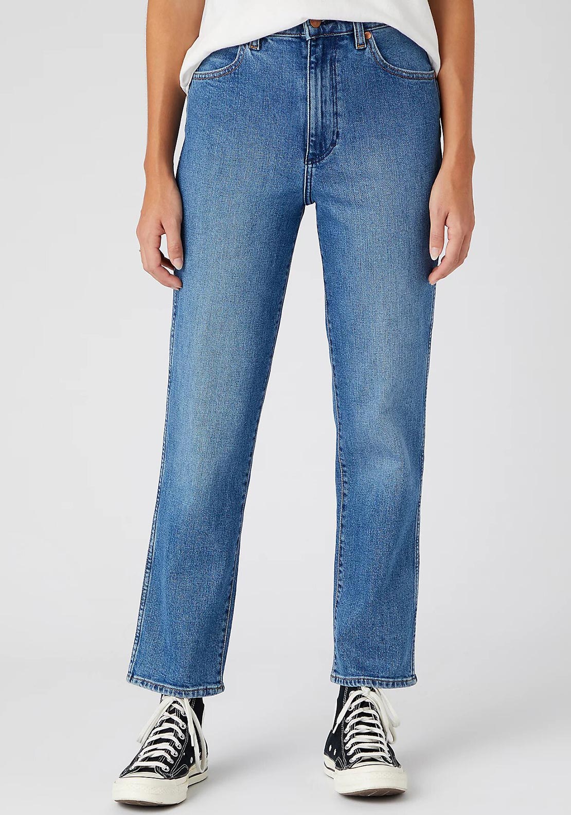 Wrangler Wild West 603 Straight Leg Jeans, Mid Blue - McElhinneys