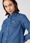 Wrangler Icons Western Denim Shirt, Mid Stone