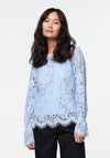 Y.A.S Perla Frill Cuff Lace Top, Clear Sky Blue