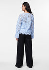 Y.A.S Perla Frill Cuff Lace Top, Clear Sky Blue