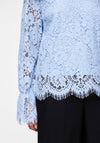 Y.A.S Perla Frill Cuff Lace Top, Clear Sky Blue