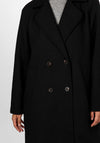 Y.A.S Margot Long Double-Breasted Coat, Black