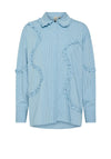 Y.A.S Yera Stripe & Ruffle Shirt, Clear Sky